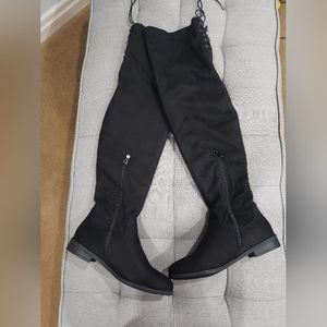 DREAM PAIRS Women's Low Heel Thigh High Over The Knee Flat Boots